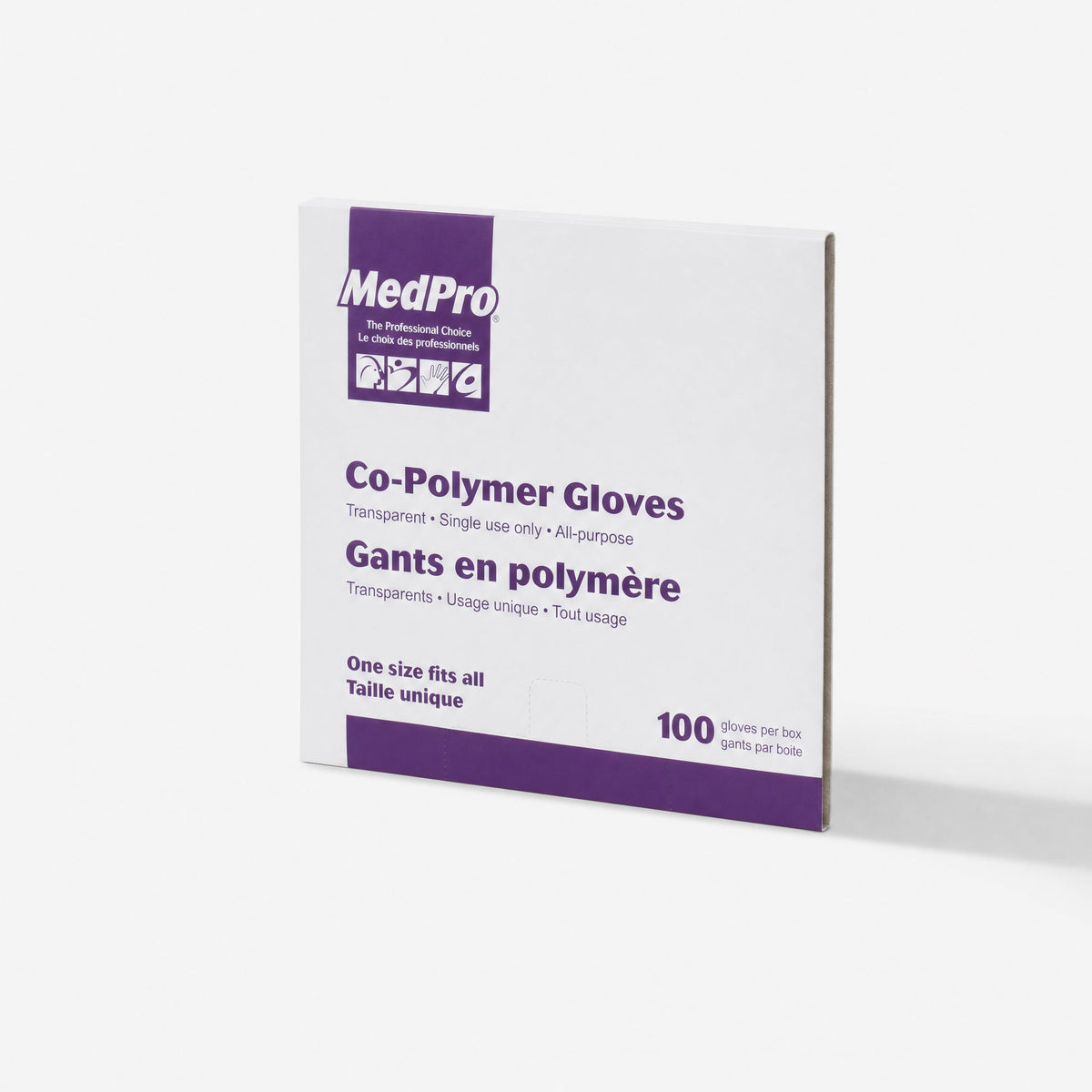 MedPro Co — Gants en polymère, sans latex, plastique, 100 par boîte