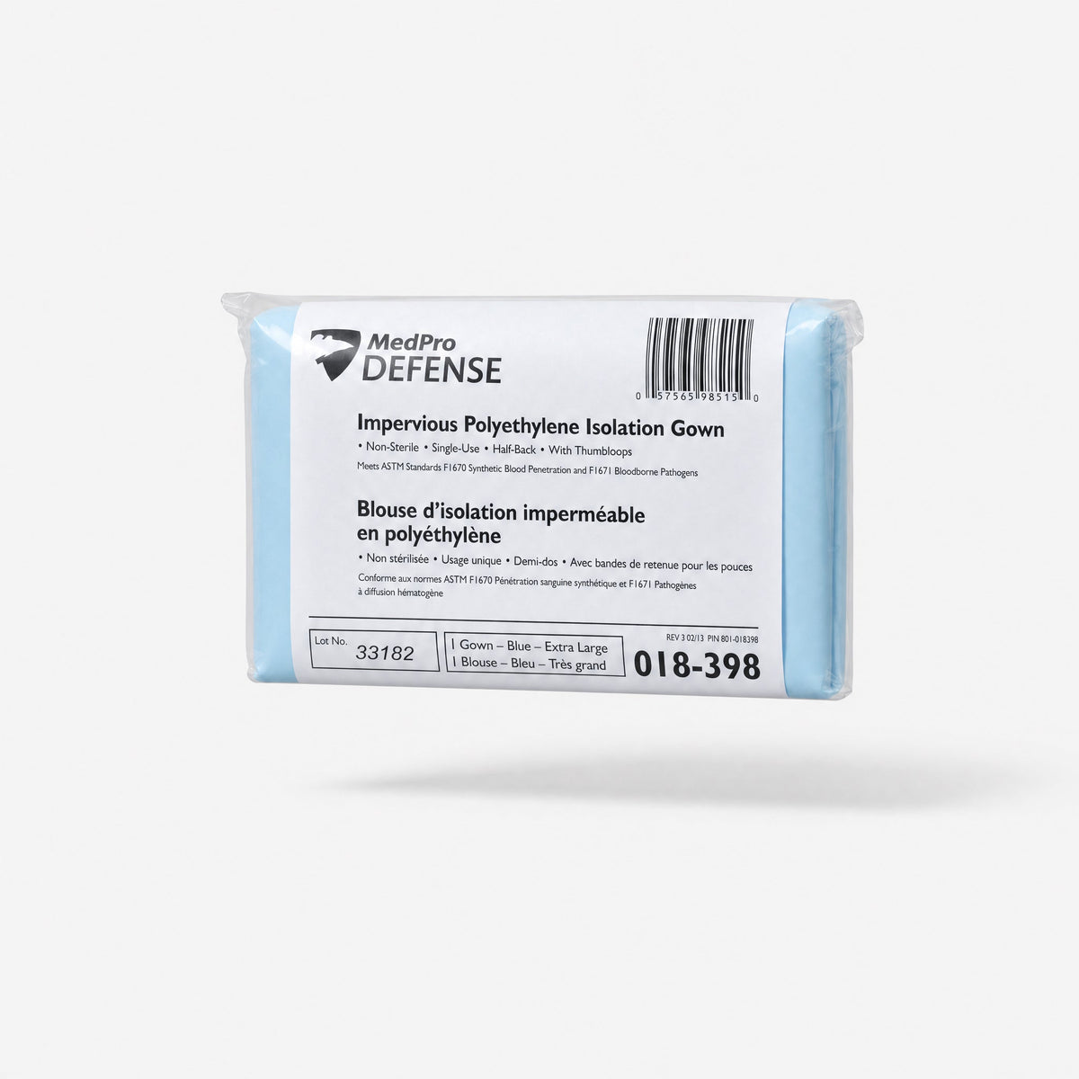 Blouses d'isolement imperméables en polyéthylène MedPro Defense — Bleu