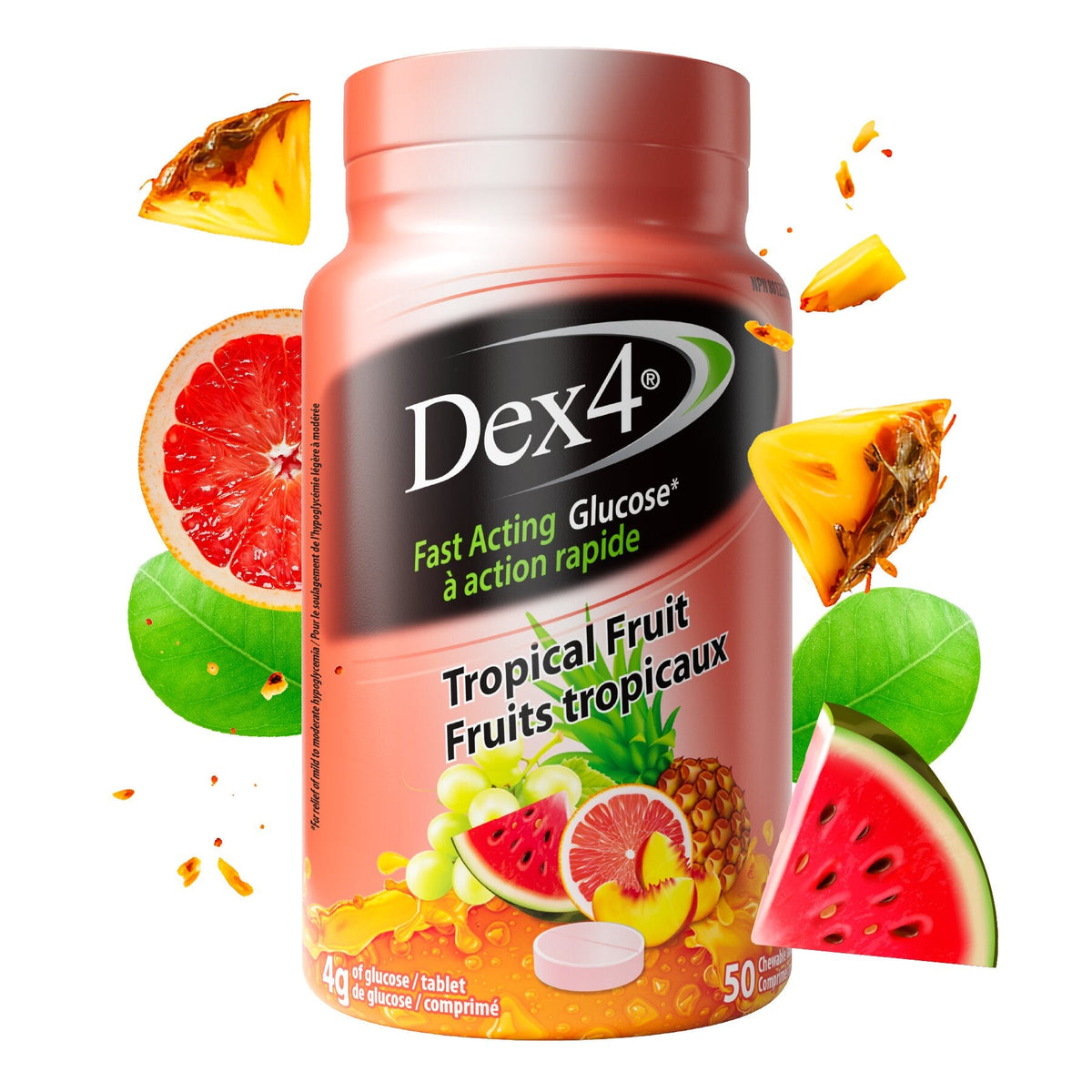 Dex4 Glucose Tablets — Tropical Fruit Flavour, 50-Count