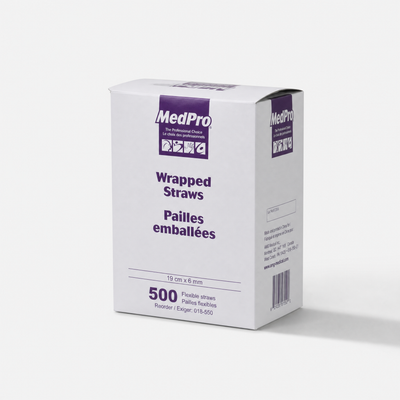 Pailles en plastique flexibles MedPro — 19 cm x 6 mm (7,5 po x 0,25 po)