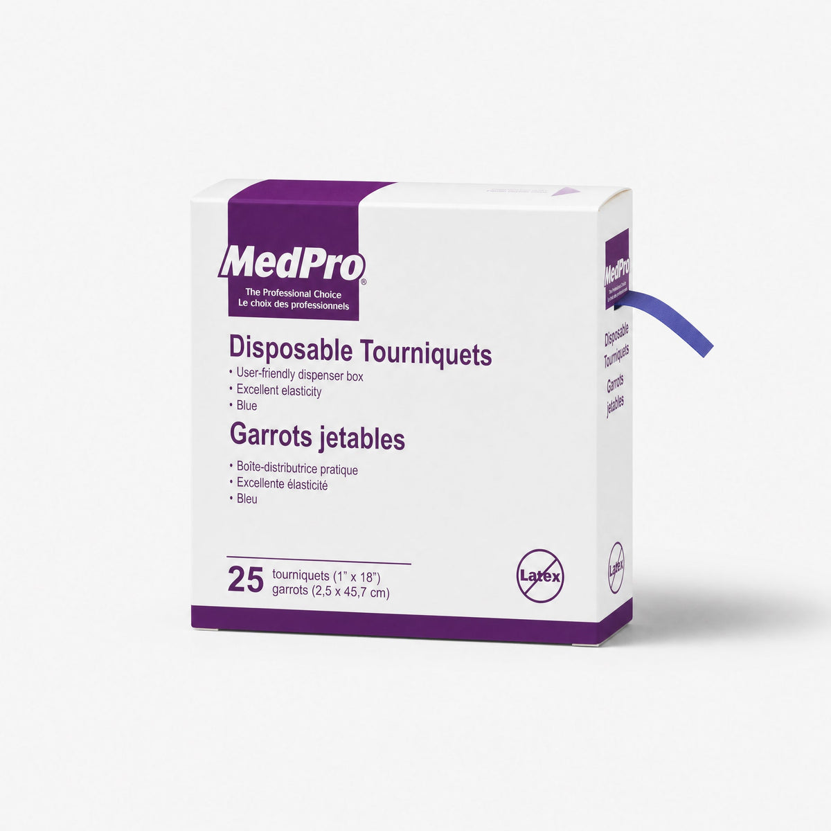 MedPro Disposable Tourniquets, Latex — Free, Blue, 1 in X 18 in